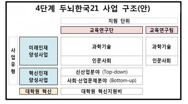 4단계 두뇌한국21 사업 구조안 (자료제공=교육부)