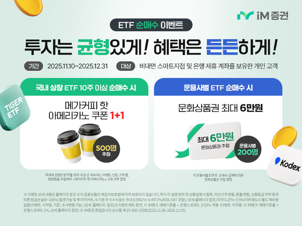 iM증권이 비대면 고객을 대상으로 ETF 매수 이벤트를 진행한다. [이미지=iM증권 제공]